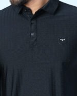 Jacquard Nylon-Spandex Full Sleeve Polo Black - Image 2