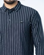 Jacquard Full Sleeve Polo Black Stripe - Image 2