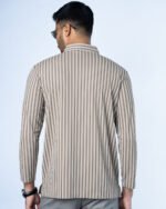 Jacquard Full Sleeve Polo Brown Stripe - Image 3