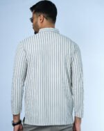 Jacquard Full Sleeve Polo Light Cream Stripe - Image 3