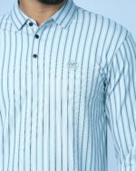 Jacquard Full Sleeve Polo Light Grey Stripe - Image 2