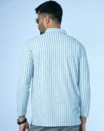 Jacquard Full Sleeve Polo Light Grey Stripe - Image 3