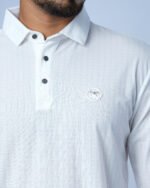 Jacquard Nylon-Spandex Full Sleeve Polo- White - Image 2