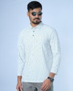 Jacquard Full Sleeve Polo White Stripe