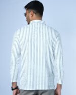 Jacquard Full Sleeve Polo White Stripe - Image 3
